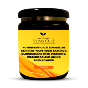 NUTRACEUTICALS BOSWELLIA SERRATA - GUM RESIN EXTRACT, GLUCOSAMINE WITH VITAMIN C, VITAMIN D3 AND AMINO ACID POWDER 200 GM